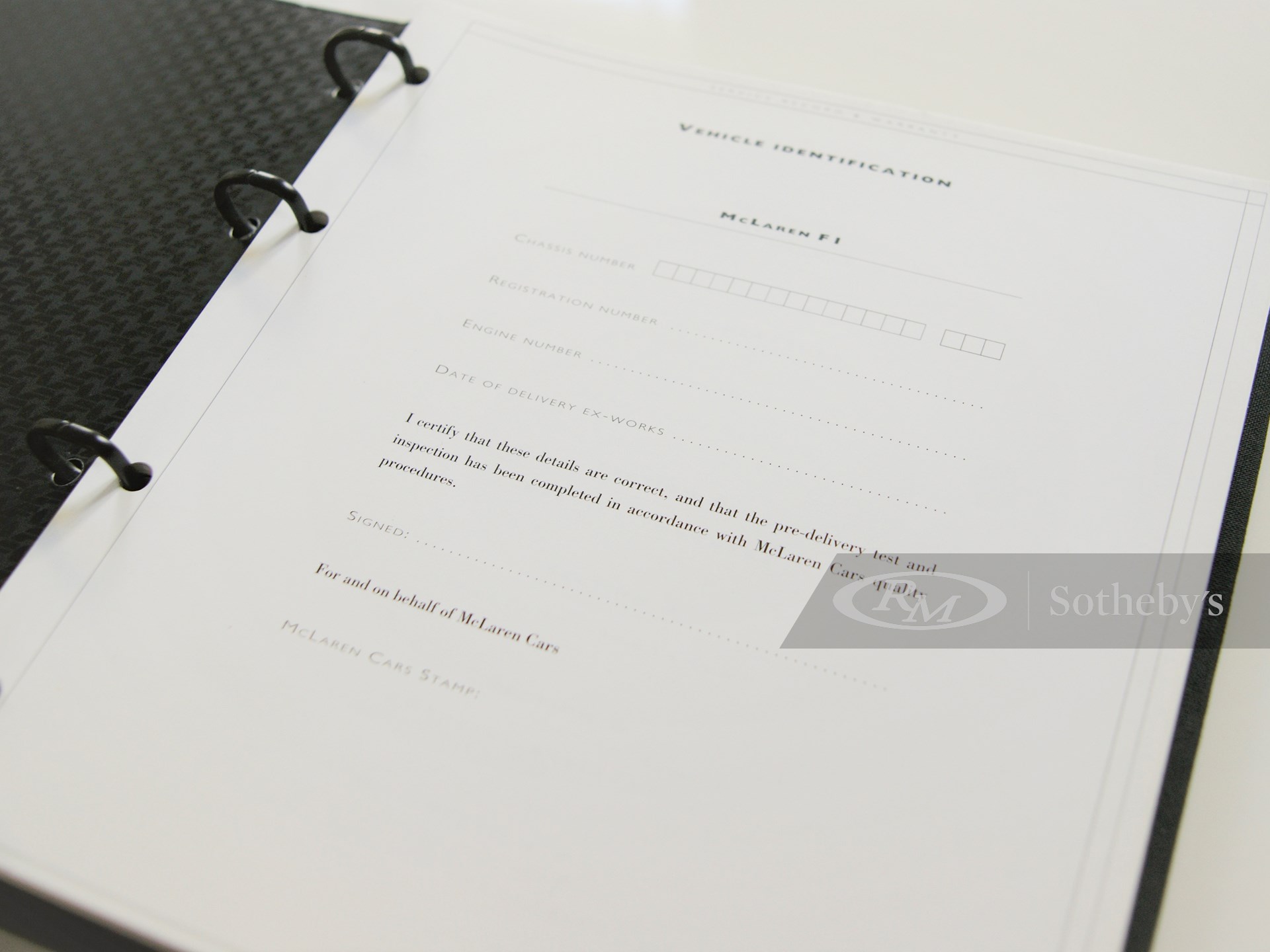 McLaren F1 Owners Manual and Service Record & Warranty Book | Open