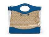 Chanel Blue and Natural Calfskin, Raffia, and PVC Shopping Bag 31 Silver Hardware, 2019