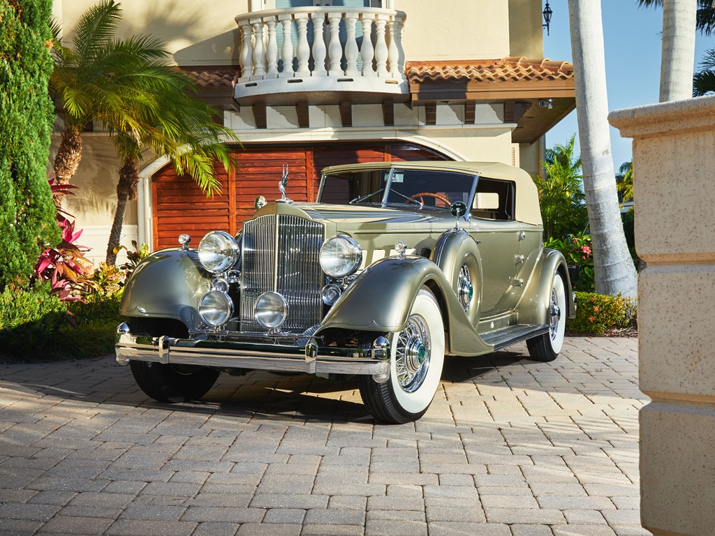 1934 Packard Twelve Individual Custom Convertible Victoria by Dietrich offered at RM Sothebys at Amelia Island auction 2022