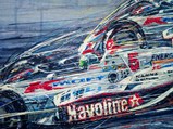 Newman/Haas Racing No. 5 and No. 6 Cars at Speed Framed Oil Painting