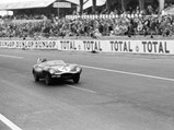 Chassis no. XKD 501 passing the grandstands en route to a first place finish at the 1956 24 Hours of Le Mans.