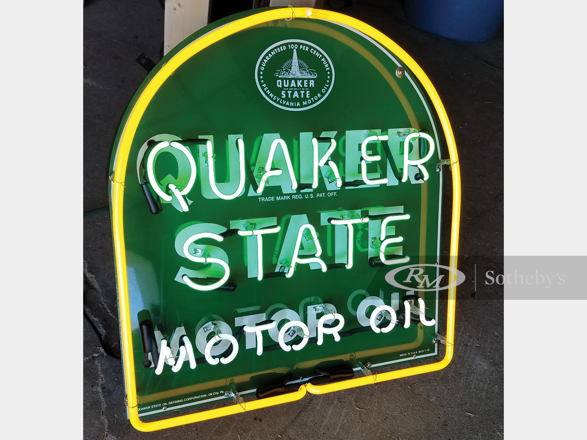 Quaker State Motor Oil Original Tin Neon Sign | Auburn Spring 2018 | RM
