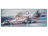 Newman/Haas Racing No. 5 and No. 6 Cars at Speed Framed Oil Painting