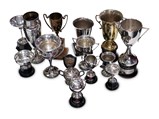 Collection of Ornate Racing Boats and Car Trophies, Awards, and Acknowledgements