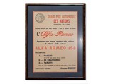 1950 Grand Prix of Nations  Alfa Romeo and Pirelli Framed Event Poster