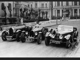 The Corsica tourer is pictured once again with a trio of Bugattis, this time by Speed Models garage in London just before it was shipped to New York in 1950.