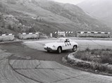 The Alfa Romeo competes in Cesena Sestiere, an Italian hill climb near French border, in 1962.