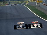1991 Williams FW14 - $Nigel Mansell in his Williams FW14 battles wheel to wheel with Ayrton Senna in his McLaren MP4/6 to lead the 1991 Spanish Grand Prix.