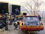Tyre testing in the dry at Le Vercors, before the Monte Carlo race in 1981. Michelin came in full force! Standing in front of the driver’s door, is Coco Prié, paying attention to his teammate.