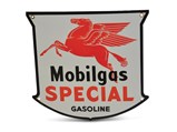 "Mobilgas Special Gasoline" with Drop-Leg Logo Porcelain Sign