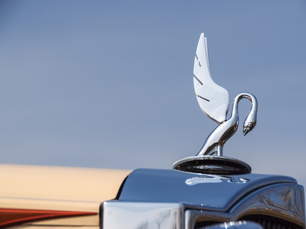 Hood ornament on 1932 Packard 900 Coupe Roadster offered at RM Auctions Auburn Spring live auction 2019