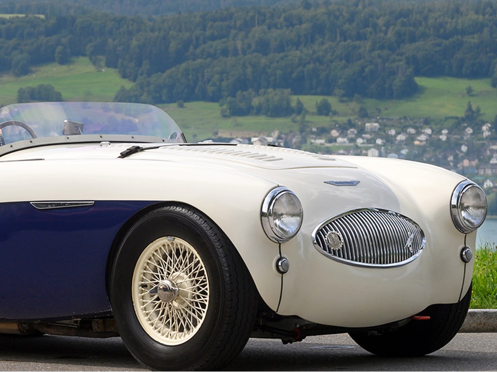 1955 AustinHealey 100S offered at RM Sothebys St. Moritz Live Collector Car Auction 2021