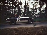 Victory awaits chassis 0350 AM at Pebble Beach in 1954, with driver Sterling Edwards receiving the Del Monte Trophy as part of the SCAA National race.