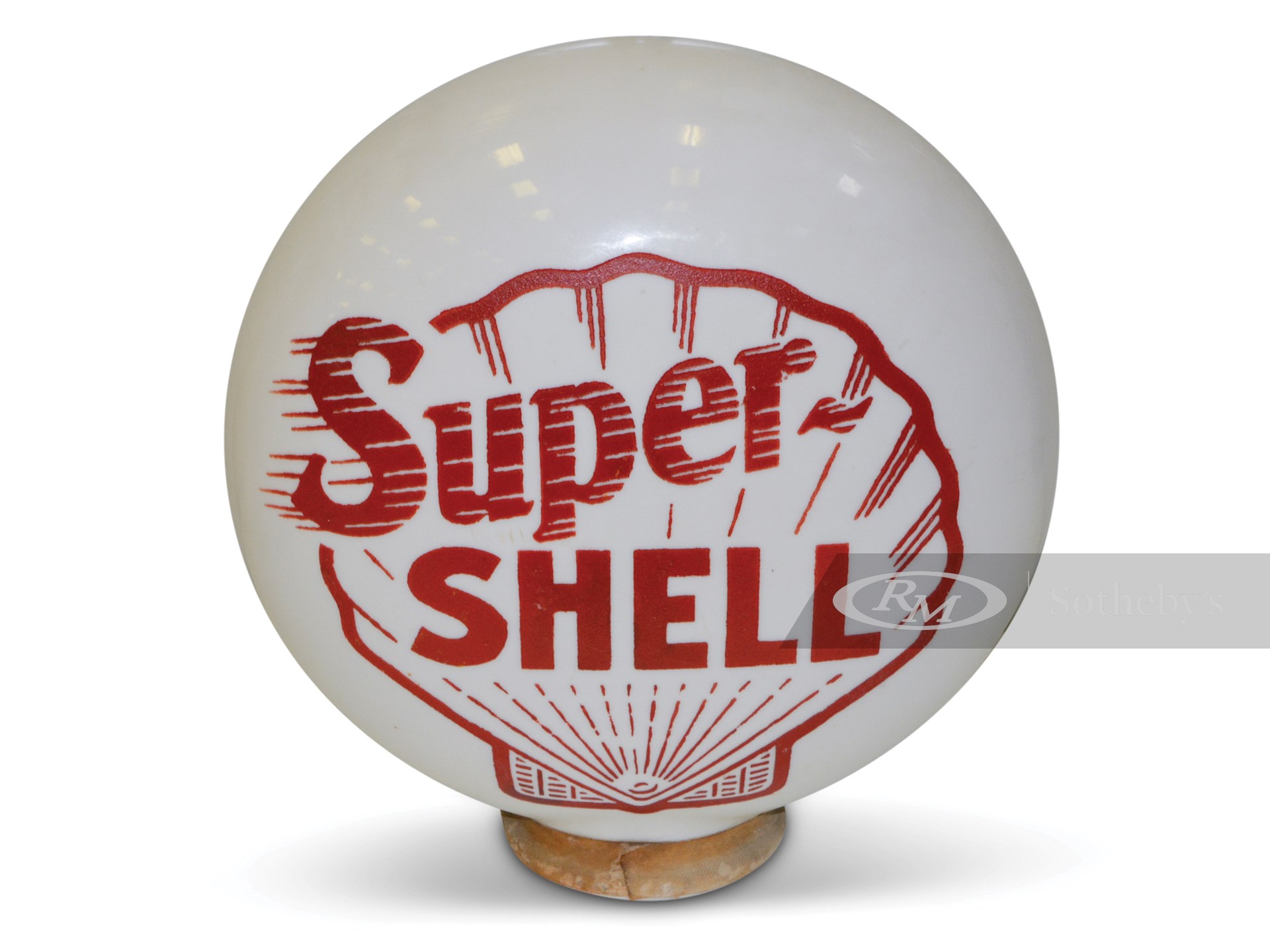 Super Shell Gas One Piece Etched Milk Glass Canteen Globe Body