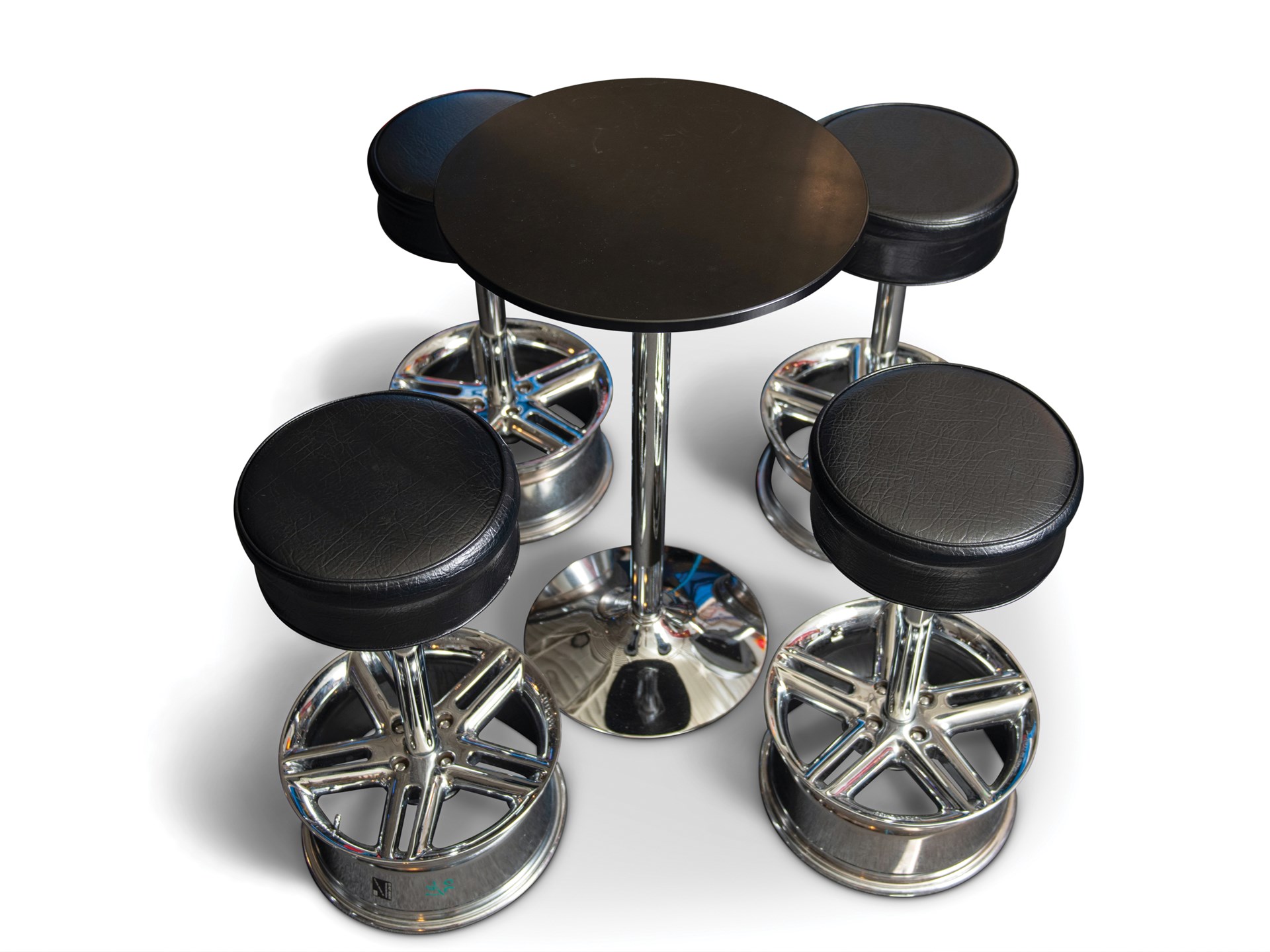 Momo Arrow Wheel Bar Stools and Table The Taj Ma Garaj Collection