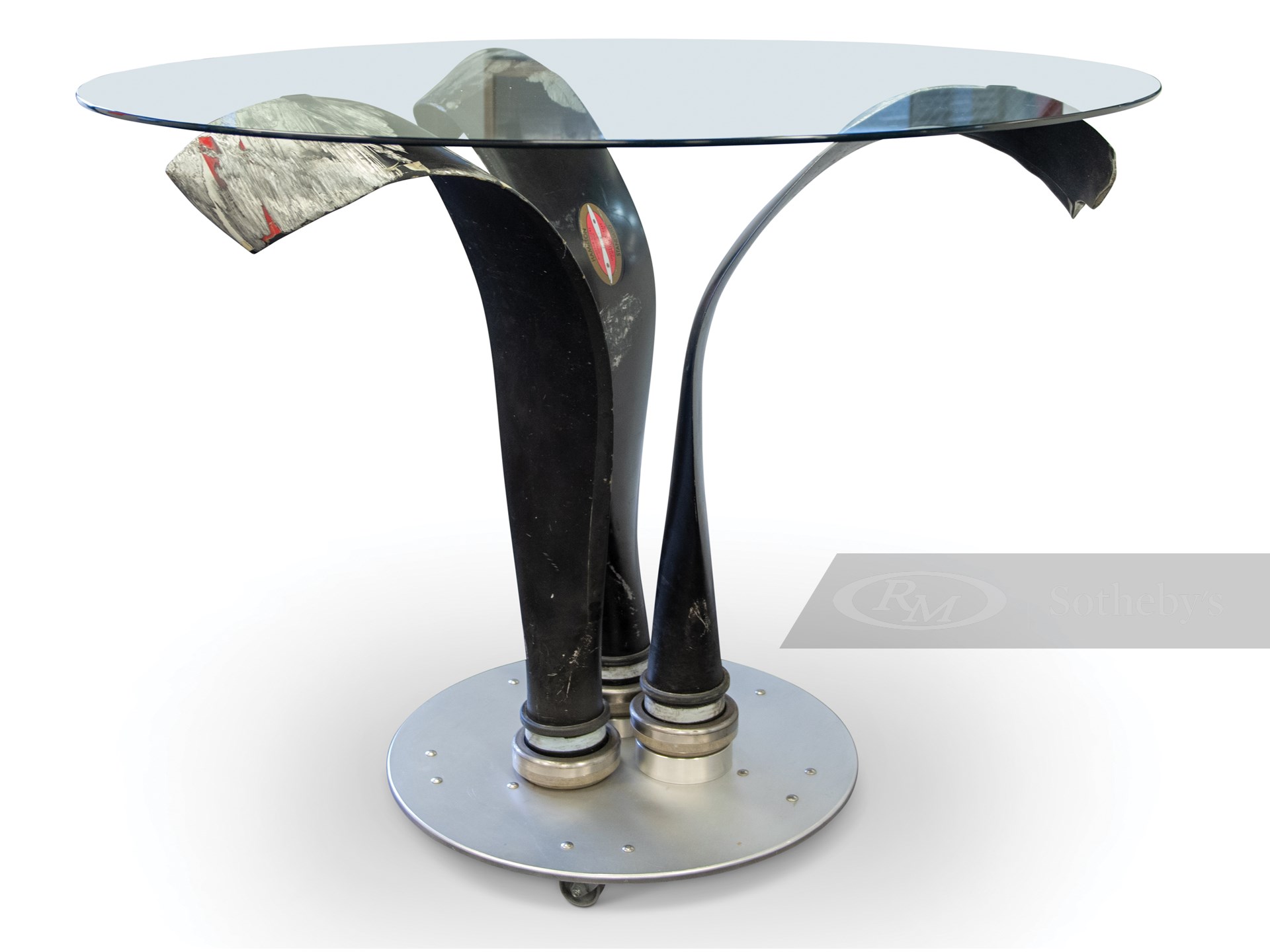 T 28 Propeller Blades Glass High Top Table With Chairs The