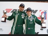 Barwell Motorsport drivers Leo Machitski and Jonny Cocker celebrate victory in the British GT Championship.