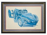 Collection of Framed Automovie Art, Movie Posters, Metal Signs, and Bugatti Grille