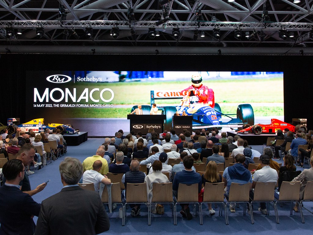 Auction room during RM Sothebys Monaco Live Auction 2022