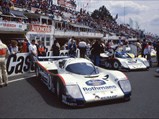 The Porsche lines up in the pit lane at 1986 24 Hours of Le Mans.