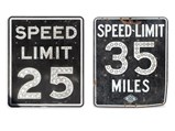 25 and 35 MPH Reflector Road Signs, California State Automobile Association